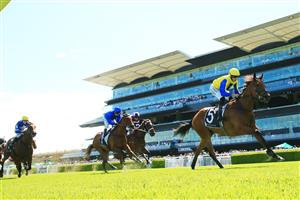 SYDNEY, AUSTRALIA - DECEMBER 12: Hugh Bowman on Snapdancer wins race 6 the Sydney Commercial Interiors Handicap during Sydney Racing at Royal Randwick on December 12, 2020 in Sydney, Australia. (Photo by Mark Evans/Getty Images)