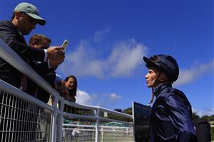 SYDNEY, AUSTRALIA - DECEMBER 12: James McDonald talks to owners after winning race 5 the Inglis Nursery with Acrobat during Sydney Racing at Royal Randwick on December 12, 2020 in Sydney, Australia. (Photo by Mark Evans/Getty Images)