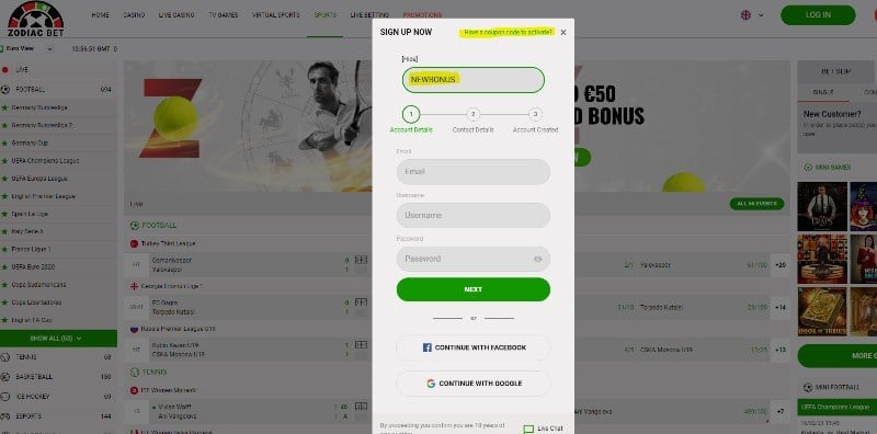 Zodiacbet Coupon Code NEWBONUS