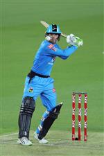 LAUNCESTON, AUSTRALIA - DECEMBER 15: Alex Carey of the Strikers bats during the Big Bash League match between Hobart Hurricanes and Adelaide Strikers at University of Tasmania Stadium, on December 15, 2020, in Launceston, Australia. (Photo by Matt King/Getty Images)