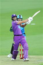LAUNCESTON, AUSTRALIA - DECEMBER 15: Tim David of the Hurricanes bats during the Big Bash League match between Hobart Hurricanes and Adelaide Strikers at University of Tasmania Stadium, on December 15, 2020, in Launceston, Australia. (Photo by Matt King/Getty Images)
