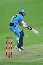 LAUNCESTON, AUSTRALIA - DECEMBER 15: Jon Wells of the Strikers bats during the Big Bash League match between Hobart Hurricanes and Adelaide Strikers at University of Tasmania Stadium, on December 15, 2020, in Launceston, Australia. (Photo by Matt King/Getty Images)