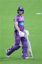 LAUNCESTON, AUSTRALIA - DECEMBER 15: Mac Wright of the Hurricanes looks dejected as he walks from the field after being dismissed during the Big Bash League match between Hobart Hurricanes and Adelaide Strikers at University of Tasmania Stadium, on December 15, 2020, in Launceston, Australia. (Photo by Matt King/Getty Images)