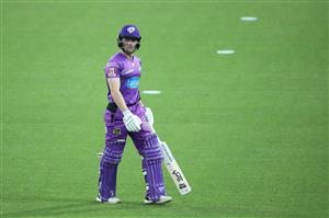 LAUNCESTON, AUSTRALIA - DECEMBER 15: Mac Wright of the Hurricanes looks dejected as he walks from the field after being dismissed during the Big Bash League match between Hobart Hurricanes and Adelaide Strikers at University of Tasmania Stadium, on December 15, 2020, in Launceston, Australia. (Photo by Matt King/Getty Images)