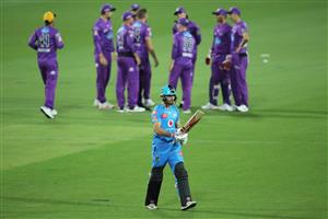 LAUNCESTON, AUSTRALIA - DECEMBER 15: Phil Salt of the Strikers walks from the field after being dismissed during the Big Bash League match between Hobart Hurricanes and Adelaide Strikers at University of Tasmania Stadium, on December 15, 2020, in Launceston, Australia. (Photo by Matt King/Getty Images)