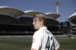ADELAIDE, AUSTRALIA - DECEMBER 15: Cameron Green of Australia poses before an Australian Nets Session at Adelaide Oval on December 15, 2020 in Adelaide, Australia. (Photo by Ryan Pierse/Getty Images)