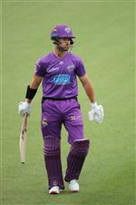 LAUNCESTON, AUSTRALIA - DECEMBER 15: D'Arcy Short of the Hurricanes looks dejected as he walks from the field after being dismissed during the Big Bash League match between Hobart Hurricanes and Adelaide Strikers at University of Tasmania Stadium, on December 15, 2020, in Launceston, Australia. (Photo by Matt King/Getty Images)