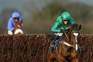 WINCANTON, ENGLAND - DECEMBER 15: Daryl Jacob riding Messire des Obeaux clear the last to win The Like Racing TV On Facebook Novices' Limited Handicap Chase at Wincanton Racecourse on December 15, 2020 in Wincanton, England. Owners and a limited number of the public are allowed to attend the meeting due to the Coronavirus pandemic. (Photo by Alan Crowhurst/Getty Images)
