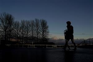 WINCANTON, ENGLAND - DECEMBER 15: A general view as jockeys return to the weighing room at Wincanton Racecourse on December 15, 2020 in Wincanton, England. Owners and a limited number of the public are allowed to attend the meeting due to the Coronavirus pandemic. (Photo by Alan Crowhurst/Getty Images)