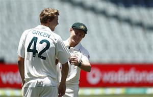ADELAIDE, AUSTRALIA - DECEMBER 15: Cameron Green of Australia speaks to Marnus Labuschagne of Australia during an Australian Nets Session at Adelaide Oval on December 15, 2020 in Adelaide, Australia. (Photo by Ryan Pierse/Getty Images)