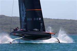 AUCKLAND, NEW ZEALAND - DECEMBER 15: INEOS Team UK in action during a practice session ahead of the 2021 America's Cup on December 15, 2020 in Auckland, New Zealand. (Photo by Fiona Goodall/Getty Images)