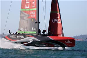 AUCKLAND, NEW ZEALAND - DECEMBER 15: Team New Zealand during a practice session ahead of the 2021 America's Cup on December 15, 2020 in Auckland, New Zealand. (Photo by Fiona Goodall/Getty Images)