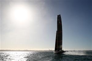 AUCKLAND, NEW ZEALAND - DECEMBER 15: Luna Rossa sail in past during a practice session ahead of the 2021 America's Cup on December 15, 2020 in Auckland, New Zealand. (Photo by Fiona Goodall/Getty Images)