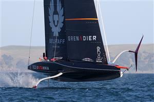 AUCKLAND, NEW ZEALAND - DECEMBER 15: INEOS Team UK during a practice session ahead of the 2021 America's Cup on December 15, 2020 in Auckland, New Zealand. (Photo by Fiona Goodall/Getty Images)