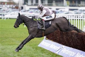 NEWBURY, ENGLAND - DECEMBER 16: Nathan Moscrop riding Sao clear the last to win The BoscaSports The No1 Digital Betting Shop Display Conditional Jockeys' Handicap Chase at Newbury Racecourse on December 16, 2020 in Newbury, England. Owners and a limited number of the public are allowed to attend the meeting due to the Coronavirus pandemic. (Photo by Alan Crowhurst/Getty Images)