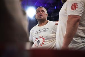 SYDNEY, AUSTRALIA - DECEMBER 16: Mark Hunt is pictured in his fight against Paul Gallen during the Main Event fight prior to the light-middleweight World Title elimination bout between Tim Tszyu and Bowyn Morgan at Bankwest Stadium on December 16, 2020 in Sydney, Australia. (Photo by Brett Hemmings/Getty Images)