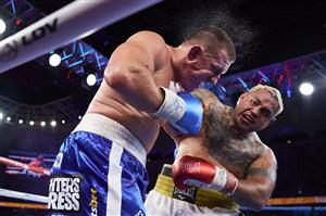 SYDNEY, AUSTRALIA - DECEMBER 16: Paul Gallen and Mark Hunt compete during the Main Event fight prior to the light-middleweight World Title elimination bout between Tim Tszyu and Bowyn Morgan at Bankwest Stadium on December 16, 2020 in Sydney, Australia. (Photo by Brett Hemmings/Getty Images)