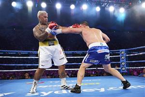 SYDNEY, AUSTRALIA - DECEMBER 16: Paul Gallen and Mark Hunt compete during the Main Event fight prior to the light-middleweight World Title elimination bout between Tim Tszyu and Bowyn Morgan at Bankwest Stadium on December 16, 2020 in Sydney, Australia. (Photo by Brett Hemmings/Getty Images)