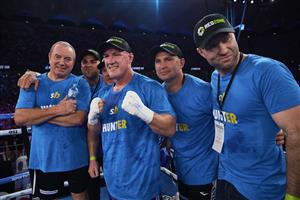 SYDNEY, AUSTRALIA - DECEMBER 16: Paul Gallen celebrates victory over Mark Hunt during the Main Event fight prior to the light-middleweight World Title elimination bout between Tim Tszyu and Bowyn Morgan at Bankwest Stadium on December 16, 2020 in Sydney, Australia. (Photo by Brett Hemmings/Getty Images)