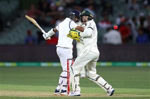 ADELAIDE, AUSTRALIA - DECEMBER 17: Tim Paine of Australia reacts after an edge from Ajinkya Rahane of India during day one of the First Test match between Australia and India at Adelaide Oval on December 17, 2020 in Adelaide, Australia. (Photo by Ryan Pierse/Getty Images)