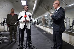 MELBOURNE, AUSTRALIA - DECEMBER 18: Michael Zerafa speaks during the media opportunity at Doherty's City Gym on December 18, 2020 in Melbourne, Australia. (Photo by Jonathan DiMaggio/Getty Images)