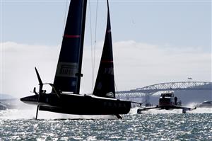AUCKLAND, NEW ZEALAND - DECEMBER 17: Luna Rossa Prada Pirelli Team, skippered by Max Sirena against INEOS Team UK, skippered by Ben Ainslie in the third racre during the America's Cup World Series on Auckland Harbour on December 17, 2020 in Auckland, New Zealand. (Photo by Phil Walter/Getty Images)