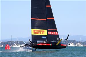 AUCKLAND, NEW ZEALAND - DECEMBER 17: Luna Rossa Prada Pirelli Team, skippered by Max Sirena against INEOS Team UK, skippered by Ben Ainslie in the third race of the the America's Cup World Series on Auckland Harbour on December 17, 2020 in Auckland, New Zealand. (Photo by Phil Walter/Getty Images)
