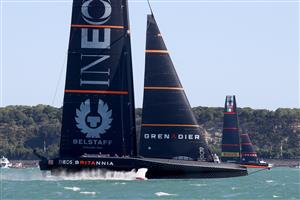 AUCKLAND, NEW ZEALAND - DECEMBER 17: Luna Rossa Prada Pirelli Team, skippered by Max Sirena against INEOS Team UK, skippered by Ben Ainslie in the third race of the the America's Cup World Series on Auckland Harbour on December 17, 2020 in Auckland, New Zealand. (Photo by Phil Walter/Getty Images)