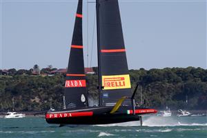 AUCKLAND, NEW ZEALAND - DECEMBER 17: Luna Rossa Prada Pirelli Team, skippered by Max Sirena against INEOS Team UK, skippered by Ben Ainslie in the third race of the the America's Cup World Series on Auckland Harbour on December 17, 2020 in Auckland, New Zealand. (Photo by Phil Walter/Getty Images)