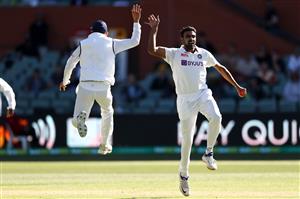 ADELAIDE, AUSTRALIA - DECEMBER 18: Ravi Ashwin of India celebrates after an unsuccessful attempt to run out Steve Smith of Australia during day two of the First Test match between Australia and India at Adelaide Oval on December 18, 2020 in Adelaide, Australia. (Photo by Ryan Pierse/Getty Images)