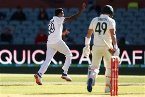 ADELAIDE, AUSTRALIA - DECEMBER 18: Ravi Ashwin of India celebrates taking the wicket of Steve Smith of Australia during day two of the First Test match between Australia and India at Adelaide Oval on December 18, 2020 in Adelaide, Australia. (Photo by Ryan Pierse/Getty Images)