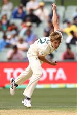 ADELAIDE, AUSTRALIA - DECEMBER 17: Cameron Green of Australia bowls his first ball in test cricket during day one of the First Test match between Australia and India at Adelaide Oval on December 17, 2020 in Adelaide, Australia. (Photo by Ryan Pierse/Getty Images)