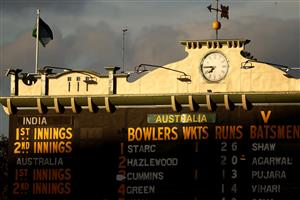 ADELAIDE, AUSTRALIA - DECEMBER 17: The Adelaide scoreboard is seen during day one of the First Test match between Australia and India at Adelaide Oval on December 17, 2020 in Adelaide, Australia. (Photo by Ryan Pierse/Getty Images)
