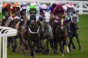 ASCOT, ENGLAND - DECEMBER 18: Joe Anderson riding Emir Sacree (green) lead all the way to win The ITV7 100k Jackpot On Boxing Day Conditional Jockeys' Handicap Hurdle at Ascot Racecourse on December 18, 2020 in Ascot, England. Owners are allowed to attend if they have a runner at the meeting otherwise racing remains behind closed doors to the public due to the Coronavirus pandemic. (Photo by Alan Crowhurst/Getty Images)