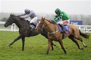 ASCOT, ENGLAND - DECEMBER 18: Harry Skelton riding My Drogo (L) clear the last to win The Sky Bet Supreme Trial Novices' Hurdle from Richard Johnson and Llandinabo Lad (R) at Ascot Racecourse on December 18, 2020 in Ascot, England. Owners are allowed to attend if they have a runner at the meeting otherwise racing remains behind closed doors to the public due to the Coronavirus pandemic. (Photo by Alan Crowhurst/Getty Images)