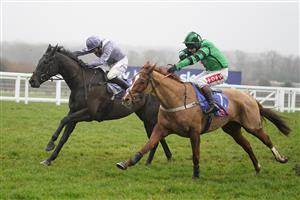 ASCOT, ENGLAND - DECEMBER 18: Harry Skelton riding My Drogo (L) clear the last to win The Sky Bet Supreme Trial Novices' Hurdle from Richard Johnson and Llandinabo Lad (R) at Ascot Racecourse on December 18, 2020 in Ascot, England. Owners are allowed to attend if they have a runner at the meeting otherwise racing remains behind closed doors to the public due to the Coronavirus pandemic. (Photo by Alan Crowhurst/Getty Images)