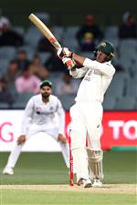 ADELAIDE, AUSTRALIA - DECEMBER 18: Mitchell Starc of Australia bats during day two of the First Test match between Australia and India at Adelaide Oval on December 18, 2020 in Adelaide, Australia. (Photo by Ryan Pierse/Getty Images)