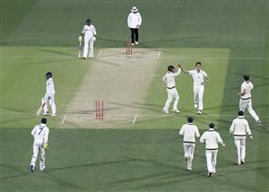 ADELAIDE, AUSTRALIA - DECEMBER 18: Pat Cummins of Australia celebrates after taking the wicket of Prithvi Shaw of India during day two of the First Test match between Australia and India at Adelaide Oval on December 18, 2020 in Adelaide, Australia. (Photo by Ryan Pierse/Getty Images)