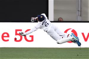 ADELAIDE, AUSTRALIA - DECEMBER 18: Wriddhiman Saha of India drops Mitchell Starc of Australia during day two of the First Test match between Australia and India at Adelaide Oval on December 18, 2020 in Adelaide, Australia. (Photo by Ryan Pierse/Getty Images)