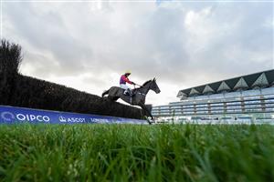 ASCOT, ENGLAND - DECEMBER 19: Matt Griffiths riding Dashel Drasher clear the last to win The Injured Jockeys Fund Graduation Chase at Ascot Racecourse on December 19, 2020 in Ascot, England. Owners are allowed to attend if they have a runner at the meeting otherwise racing remains behind closed doors to the public due to the Coronavirus pandemic. (Photo by Alan Crowhurst/Getty Images)