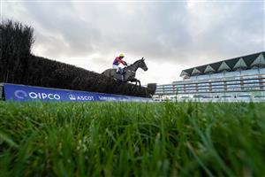 ASCOT, ENGLAND - DECEMBER 19: Matt Griffiths riding Dashel Drasher clear the last to win The Injured Jockeys Fund Graduation Chase at Ascot Racecourse on December 19, 2020 in Ascot, England. Owners are allowed to attend if they have a runner at the meeting otherwise racing remains behind closed doors to the public due to the Coronavirus pandemic. (Photo by Alan Crowhurst/Getty Images)