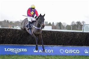 ASCOT, ENGLAND - DECEMBER 19: Matt Griffiths riding Dashel Drasher clear the last to win The Injured Jockeys Fund Graduation Chase at Ascot Racecourse on December 19, 2020 in Ascot, England. Owners are allowed to attend if they have a runner at the meeting otherwise racing remains behind closed doors to the public due to the Coronavirus pandemic. (Photo by Alan Crowhurst/Getty Images)