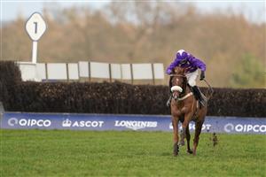 ASCOT, ENGLAND - DECEMBER 19: Harry Cobden riding Mister Malarky bypass the last fence to win The Good Luck Hollie In SPOTY Silver Cup Handicap Chase at Ascot Racecourse on December 19, 2020 in Ascot, England. Owners are allowed to attend if they have a runner at the meeting otherwise racing remains behind closed doors to the public due to the Coronavirus pandemic. (Photo by Alan Crowhurst/Getty Images)