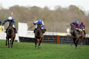 ASCOT, ENGLAND - DECEMBER 19: Aidan Coleman riding Paisley Park (R, spotted cap) clear the last to win The Porsche Long Walk Hurdle from Richard Johnson and Thyme Hill (L, white cap) at Ascot Racecourse on December 19, 2020 in Ascot, England. Owners are allowed to attend if they have a runner at the meeting otherwise racing remains behind closed doors to the public due to the Coronavirus pandemic. (Photo by Alan Crowhurst/Getty Images)