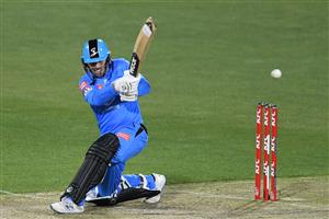 HOBART, AUSTRALIA - DECEMBER 20: Jon Wells of the Strikers
bats during the Big Bash League match between the Sydney Sixers and the Adelaide Strikers at Blundstone Arena, on December 20, 2020, in Hobart, Australia. (Photo by Steve Bell/Getty Images)