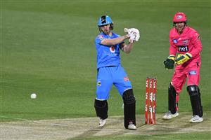 HOBART, AUSTRALIA - DECEMBER 20: Phil Salt of the Strikers
bats during the Big Bash League match between the Sydney Sixers and the Adelaide Strikers at Blundstone Arena, on December 20, 2020, in Hobart, Australia. (Photo by Steve Bell/Getty Images)