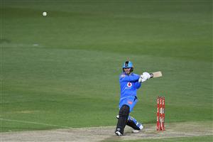 HOBART, AUSTRALIA - DECEMBER 20: Jon Wells of the Strikers
bats during the Big Bash League match between the Sydney Sixers and the Adelaide Strikers at Blundstone Arena, on December 20, 2020, in Hobart, Australia. (Photo by Steve Bell/Getty Images)