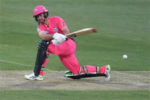 HOBART, AUSTRALIA - DECEMBER 20: Dan Christian of the Sixers bats during the Big Bash League match between the Sydney Sixers and the Adelaide Strikers at Blundstone Arena, on December 20, 2020, in Hobart, Australia. (Photo by Steve Bell/Getty Images)