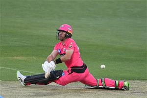 HOBART, AUSTRALIA - DECEMBER 20: Dan Christian of the Sixers bats during the Big Bash League match between the Sydney Sixers and the Adelaide Strikers at Blundstone Arena, on December 20, 2020, in Hobart, Australia. (Photo by Steve Bell/Getty Images)