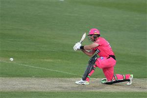 HOBART, AUSTRALIA - DECEMBER 20: Dan Christian of the Sixers bats during the Big Bash League match between the Sydney Sixers and the Adelaide Strikers at Blundstone Arena, on December 20, 2020, in Hobart, Australia. (Photo by Steve Bell/Getty Images)